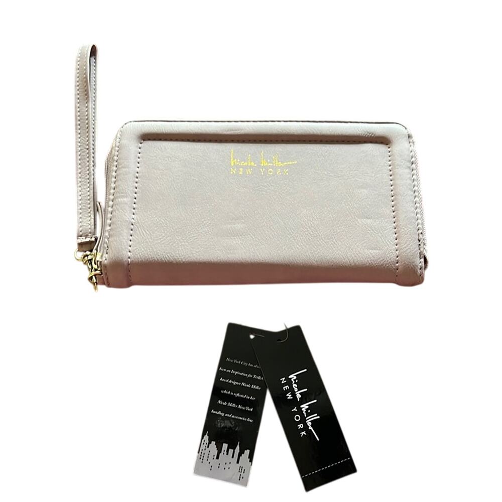 Nicole Miller New York Taupe Leather Wristlet NWT